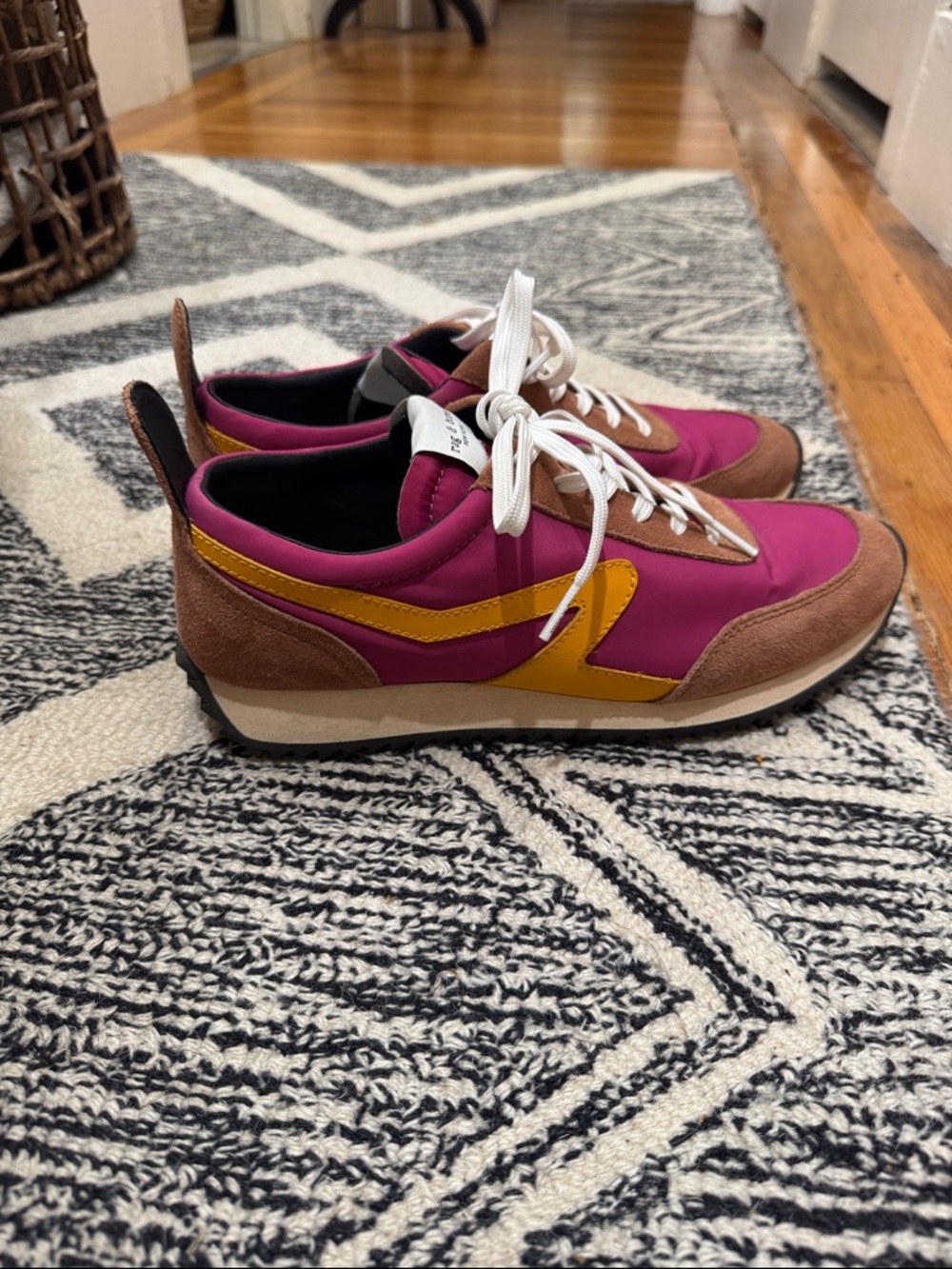 rag & bone Magenta and Brown Runner Sneakers with Yellow Accent - Picture 2 of 11
